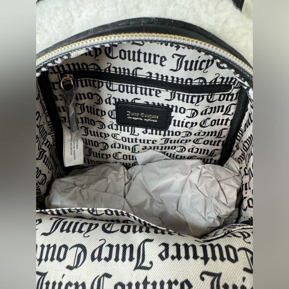 NEW Juicy Couture Black & White Shearling Flashback Backpack - Picture 6 of 9